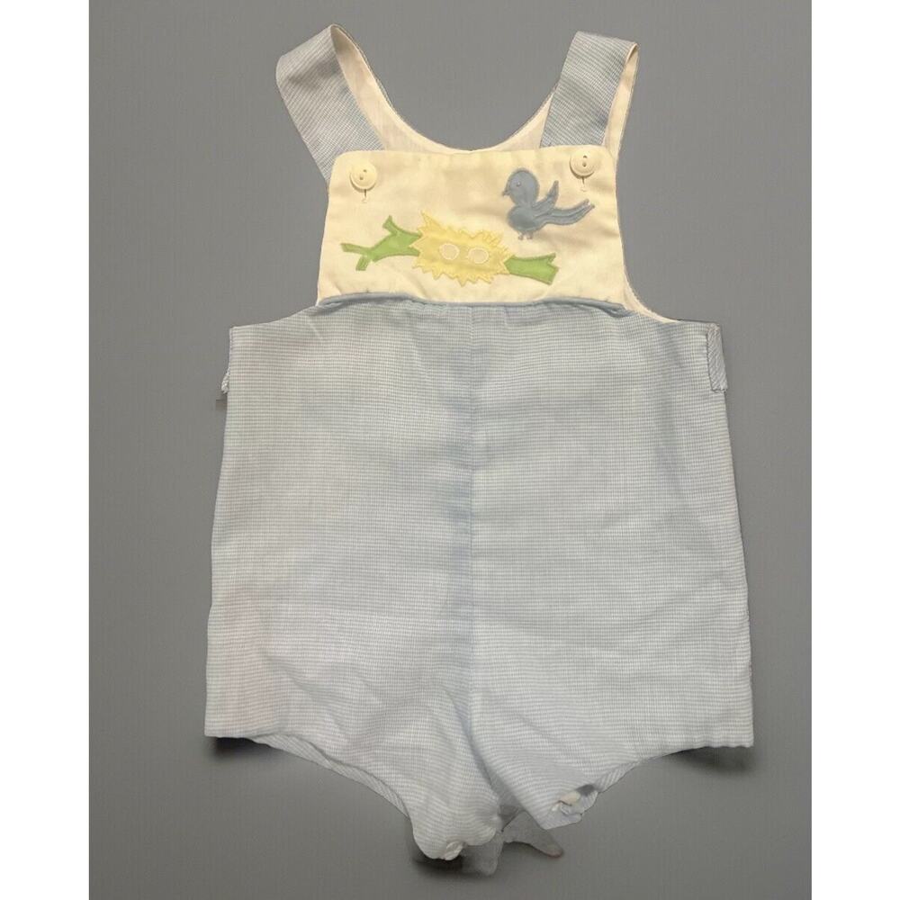 Vintage Appliqué Romper 9-12 Months Betti Terrell Blue Bird And Nest Easter
